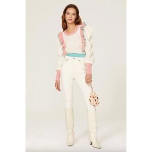 LoveShackFancy Pink and Blue Ruffle Sweater
